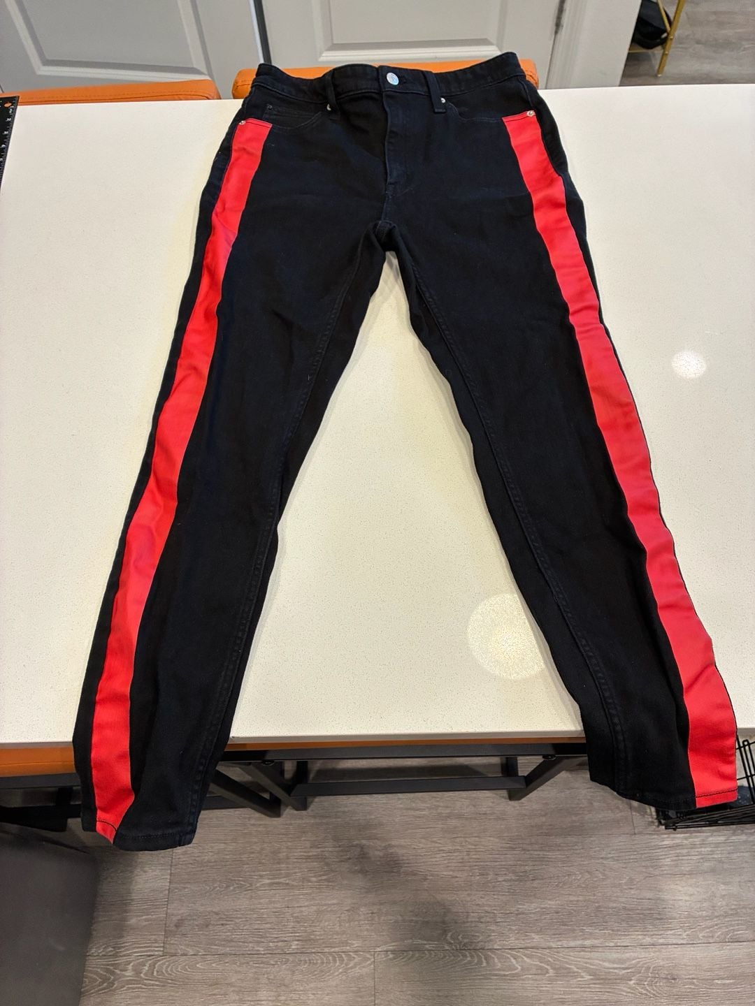 Calvin Klein Jeans Red Stripe Skinny Jeans Size 29 Black 2