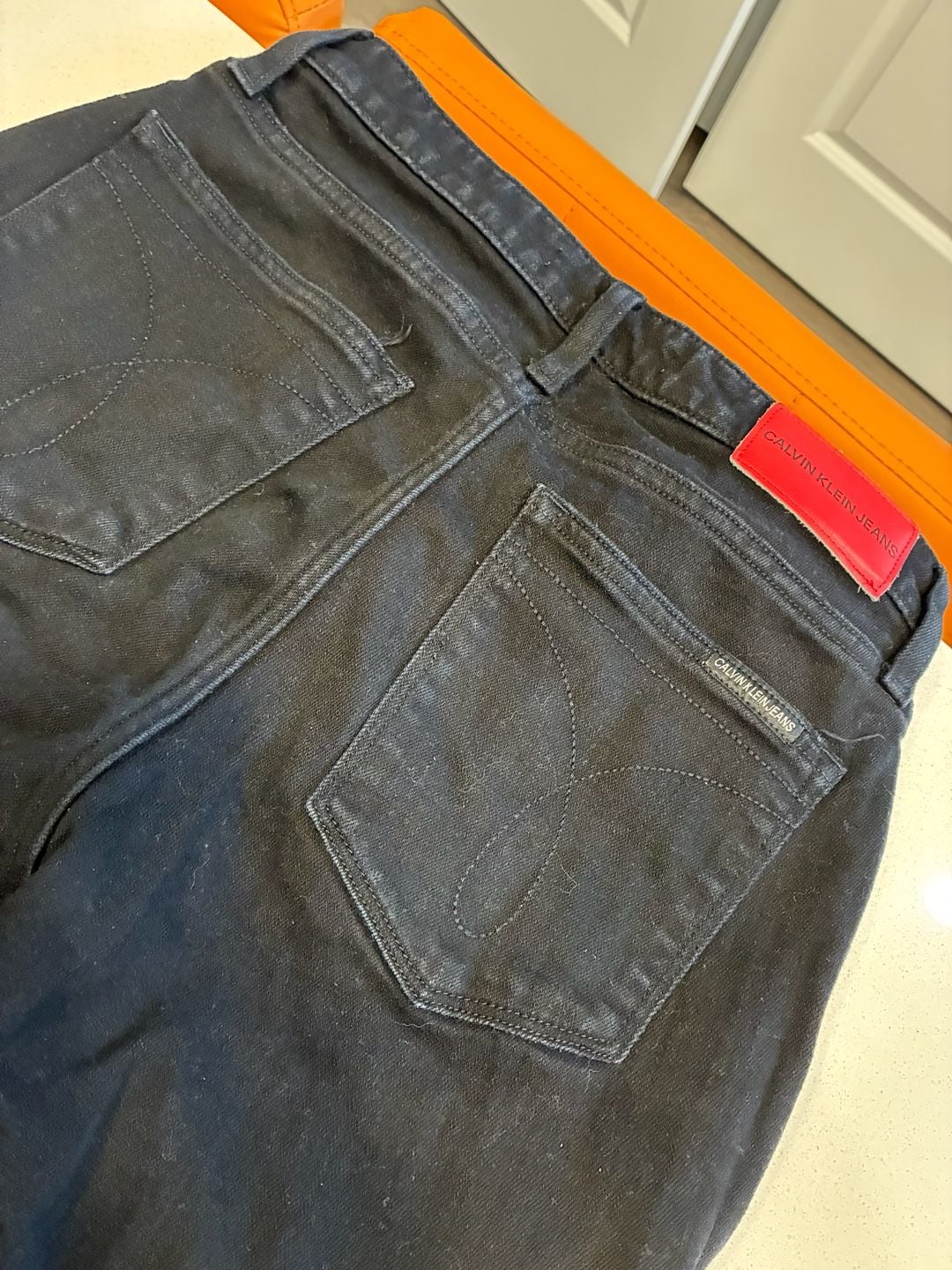 Calvin Klein Jeans Red Stripe Skinny Jeans Size 29 Black 7