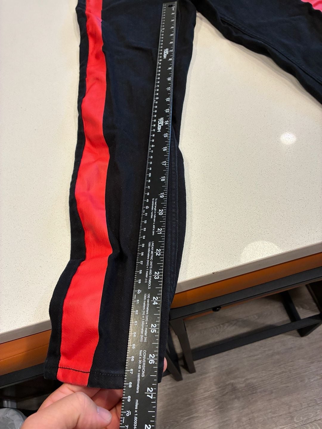 Calvin Klein Jeans Red Stripe Skinny Jeans Size 29 Black 8