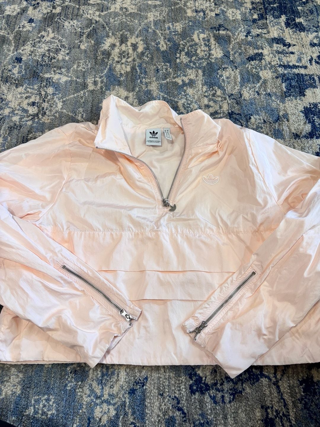 Adidas Windbreaker Size S Pink Cropped Pullover 2