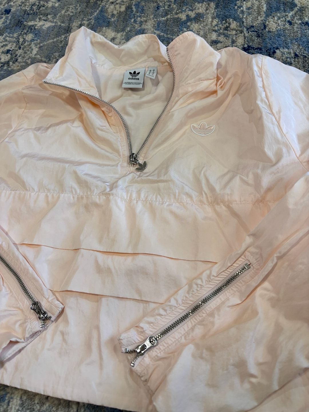 Adidas Windbreaker Size S Pink Cropped Pullover 3