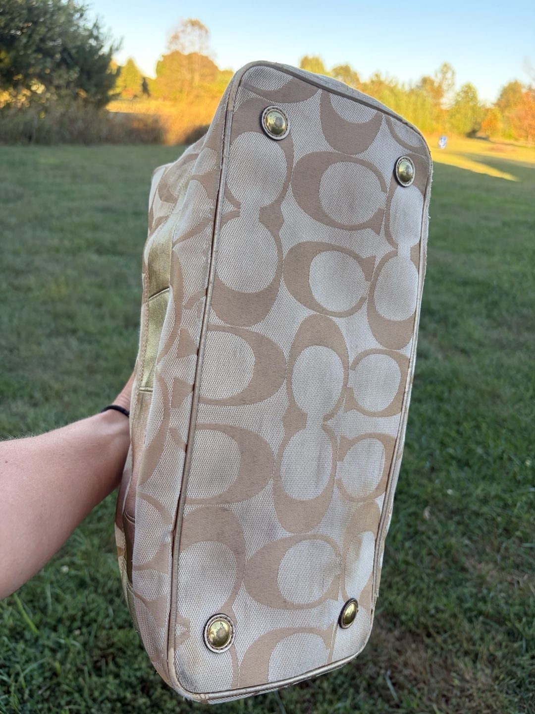 Coach Signature C Metallic Patchwork Tote Bag 7