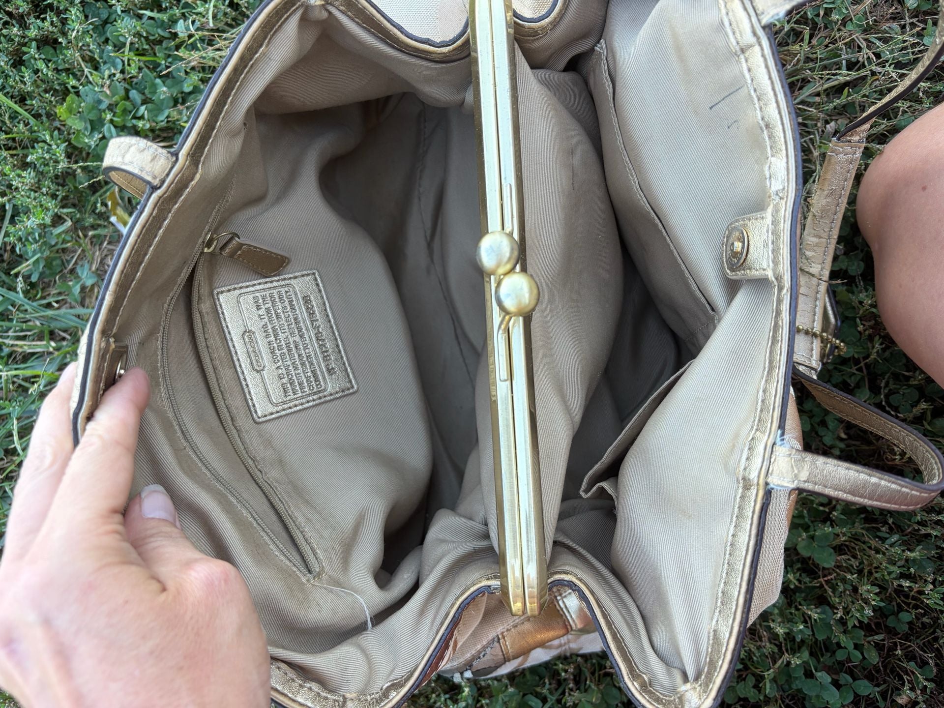 Coach Signature C Metallic Patchwork Tote Bag 9