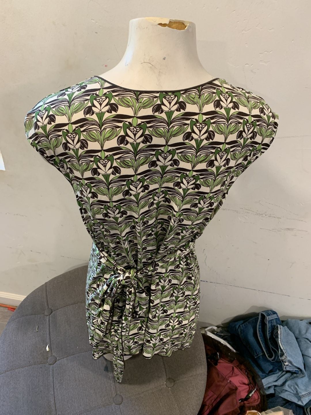 Y2kMax Studio Blouse Size S Green Brown Floral Print Short Sleeve Top 4