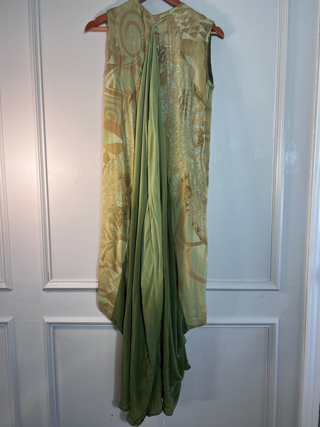 Ritu Kumar Size L Embellished Draped Maxi Dress Green Boho Ethnic Designer 7
