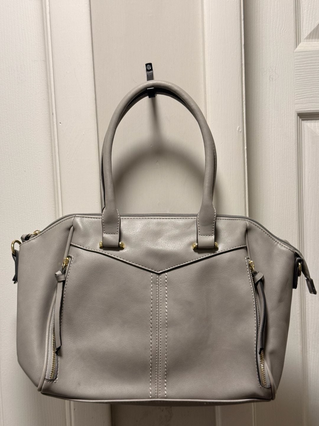 Gray Faux Leather Handbag 2