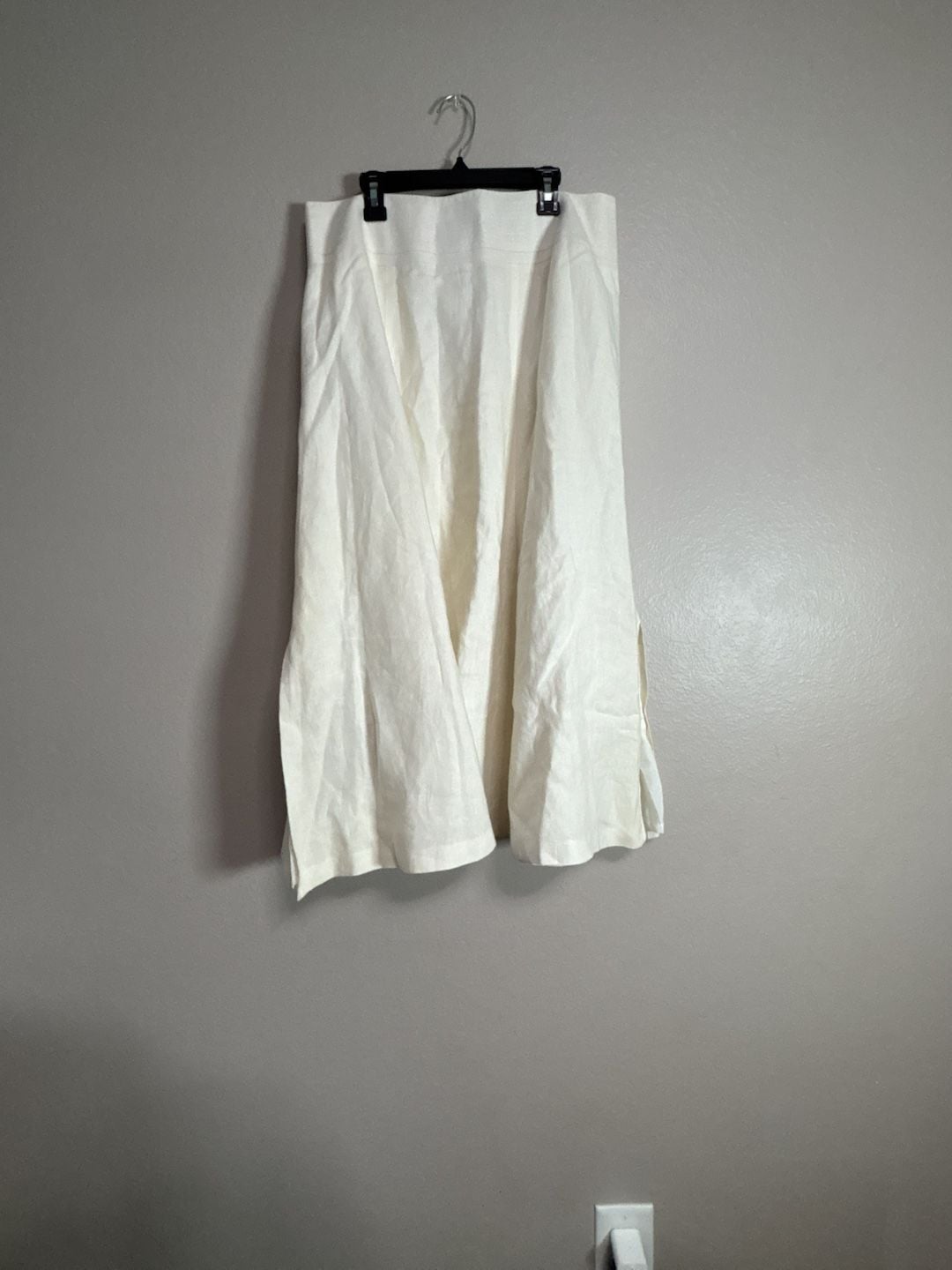 Talbots 100% Irish Linen White Flared Midi Length Skirt 9