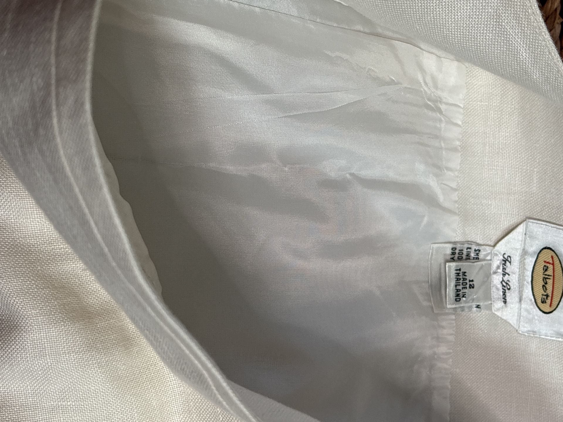 Talbots 100% Irish Linen White Flared Midi Length Skirt 12