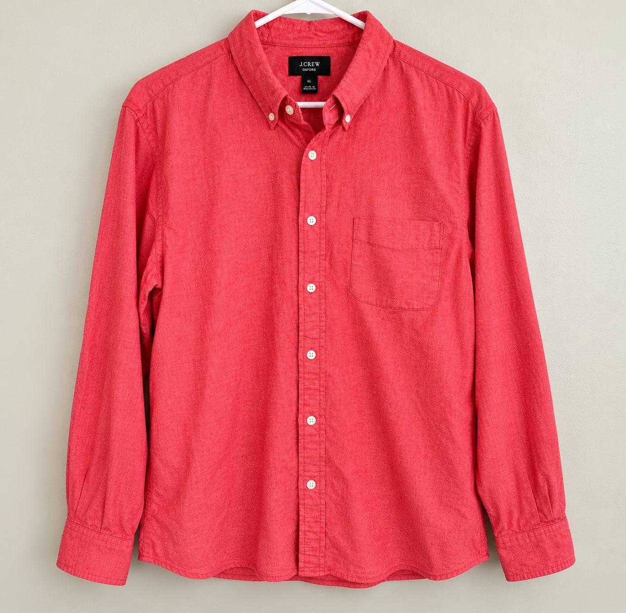 NWT J.Crew Men’s XL Slim Oxford Shirt Red 100% Cotton Button Down Preppy 93810 3