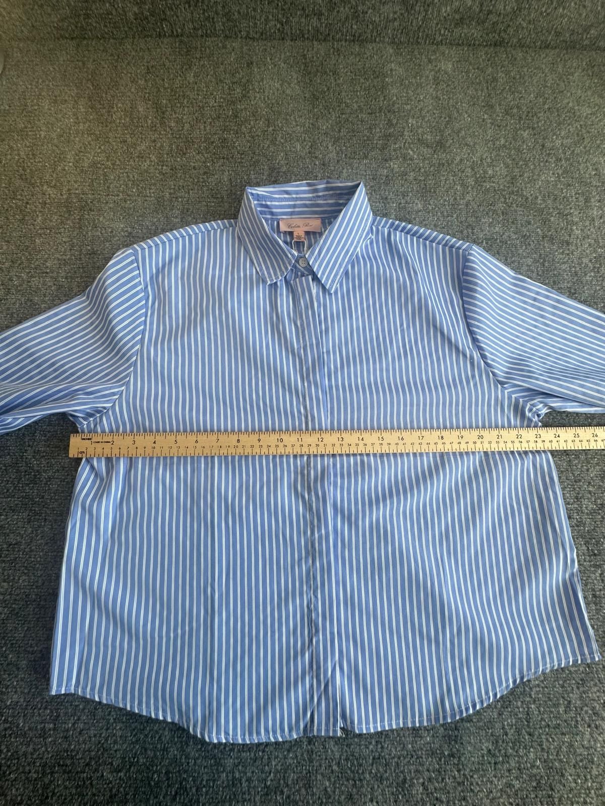 Colette Rose New Striped Button-Down Shirt Size L Blue 3