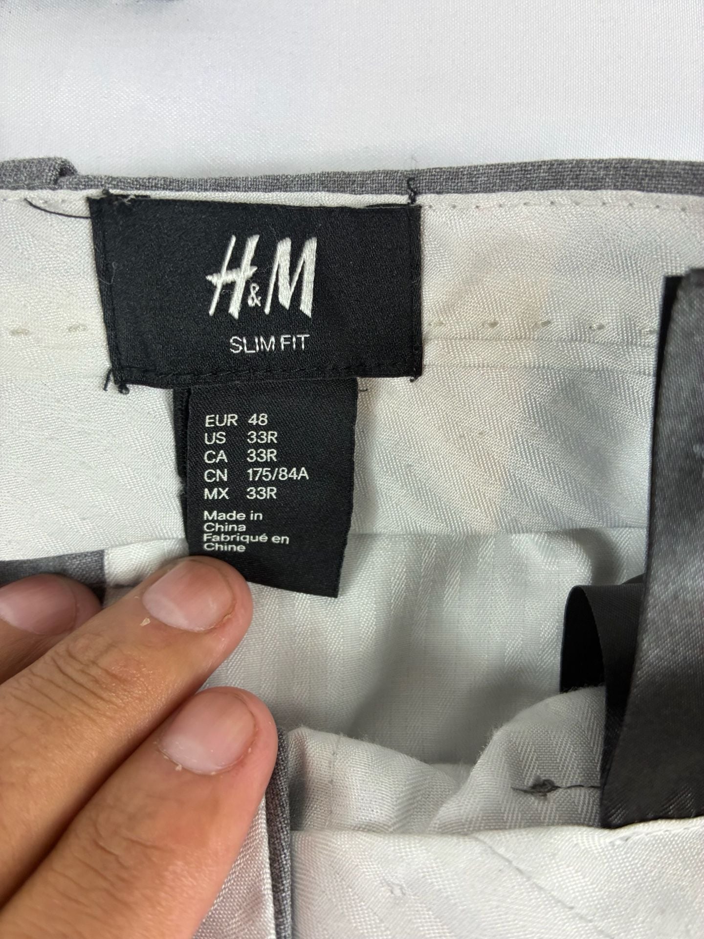 H&M Slim Fit Pants Size 33R Gray Dress Slacks 3
