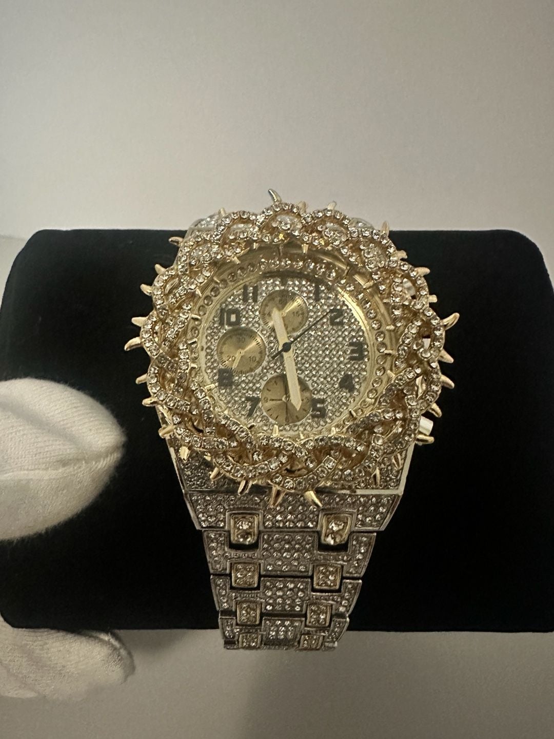 Two-Tone Gold & Silver Iced Out Rhinestone Fashion Watch 4