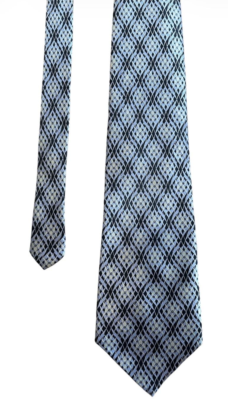 Salvatore Pellegrino Silk Necktie Geometric Pattern Blue 2