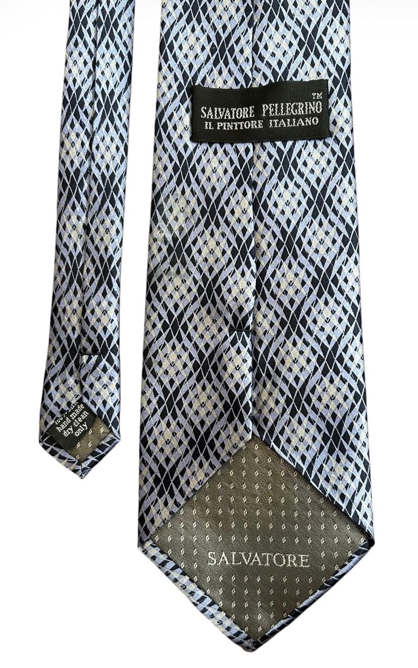 Salvatore Pellegrino Silk Necktie Geometric Pattern Blue 3