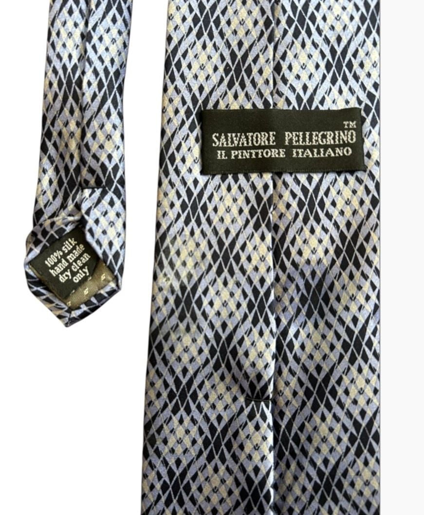 Salvatore Pellegrino Silk Necktie Geometric Pattern Blue 4