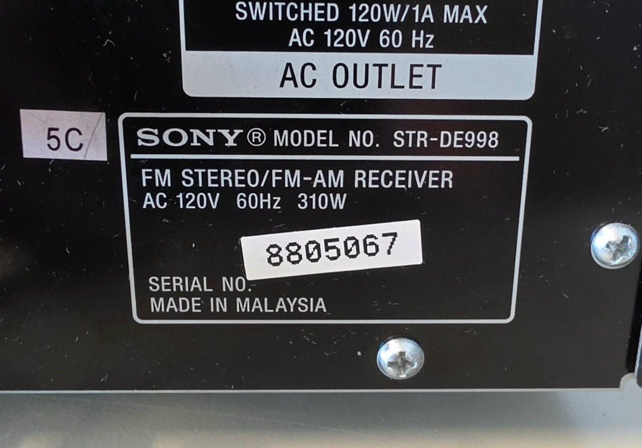Sony STR-DE998 Digital Audio Video Control Center Receiver 3