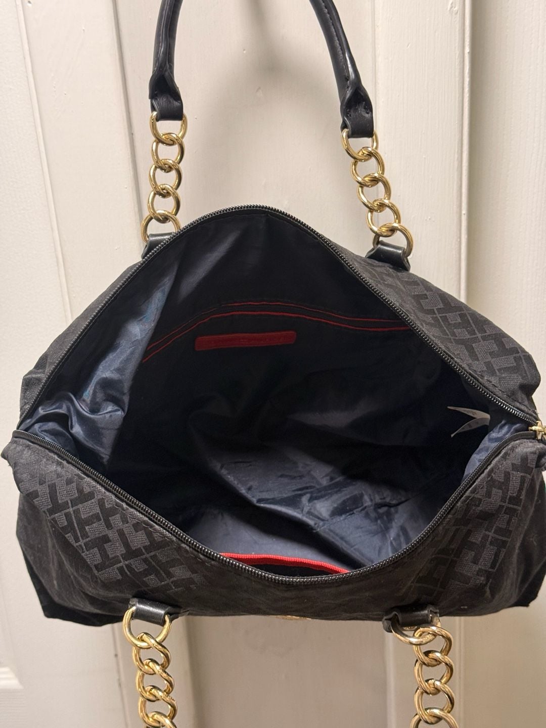 Tommy Hilfiger Monogram Black Satchel Handbag 3