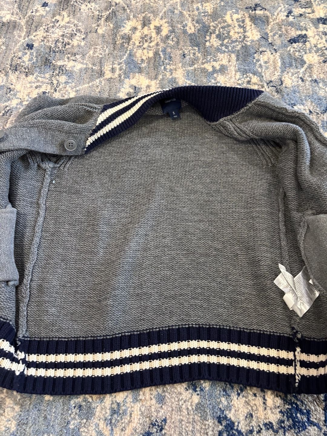 GapKids throwback Cardigan Size M 8 Gray Cotton Varsity 5