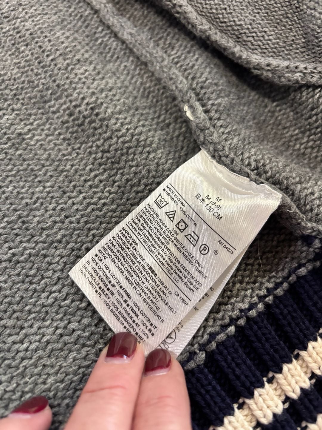 GapKids throwback Cardigan Size M 8 Gray Cotton Varsity 6