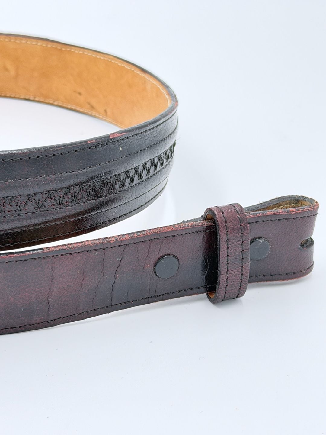 Lucchese Leather Belt Size 40 Black Brown Western Tooled 3