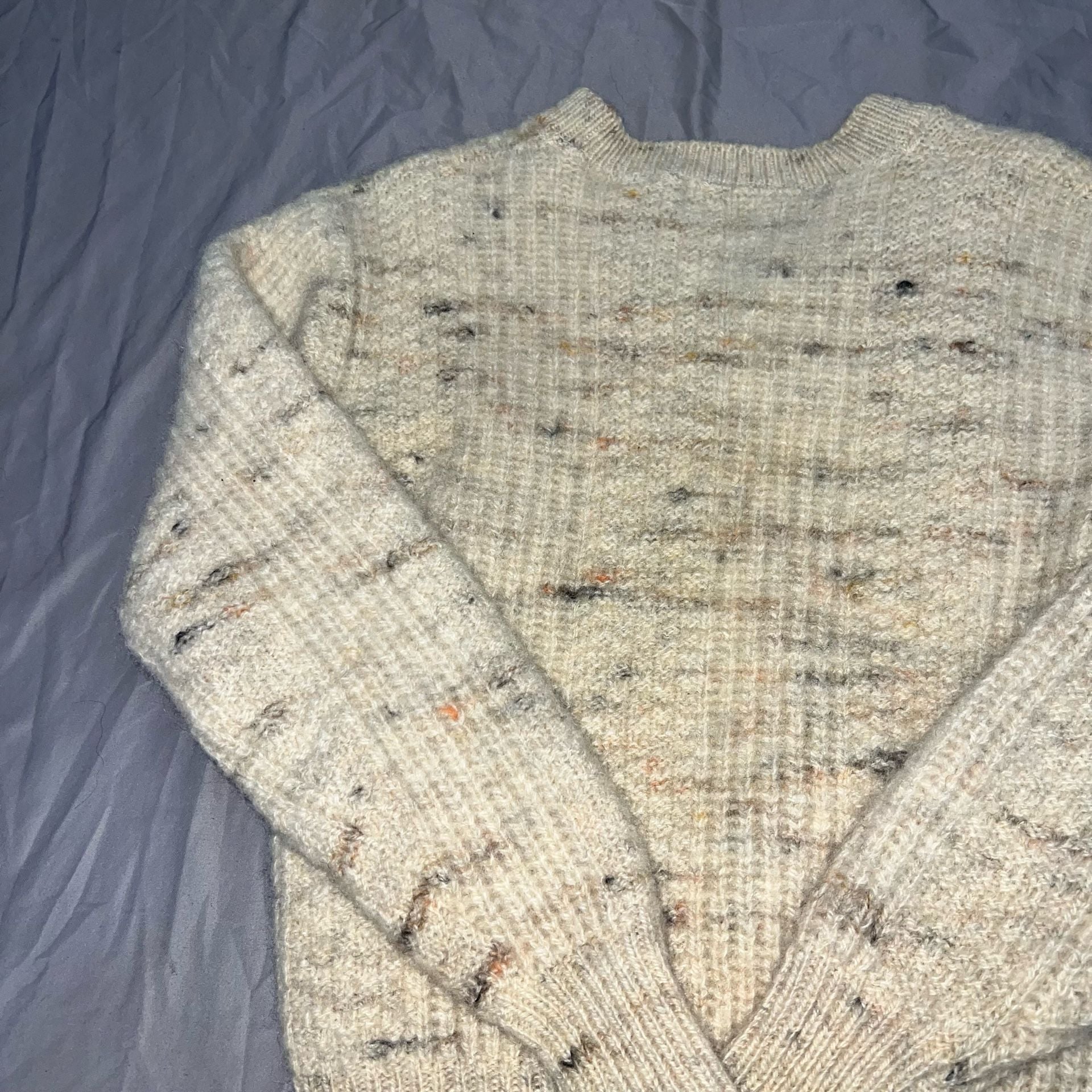 Pendleton V-Neck Wool Sweater Size M Cream Speckled Virgin Wool 12