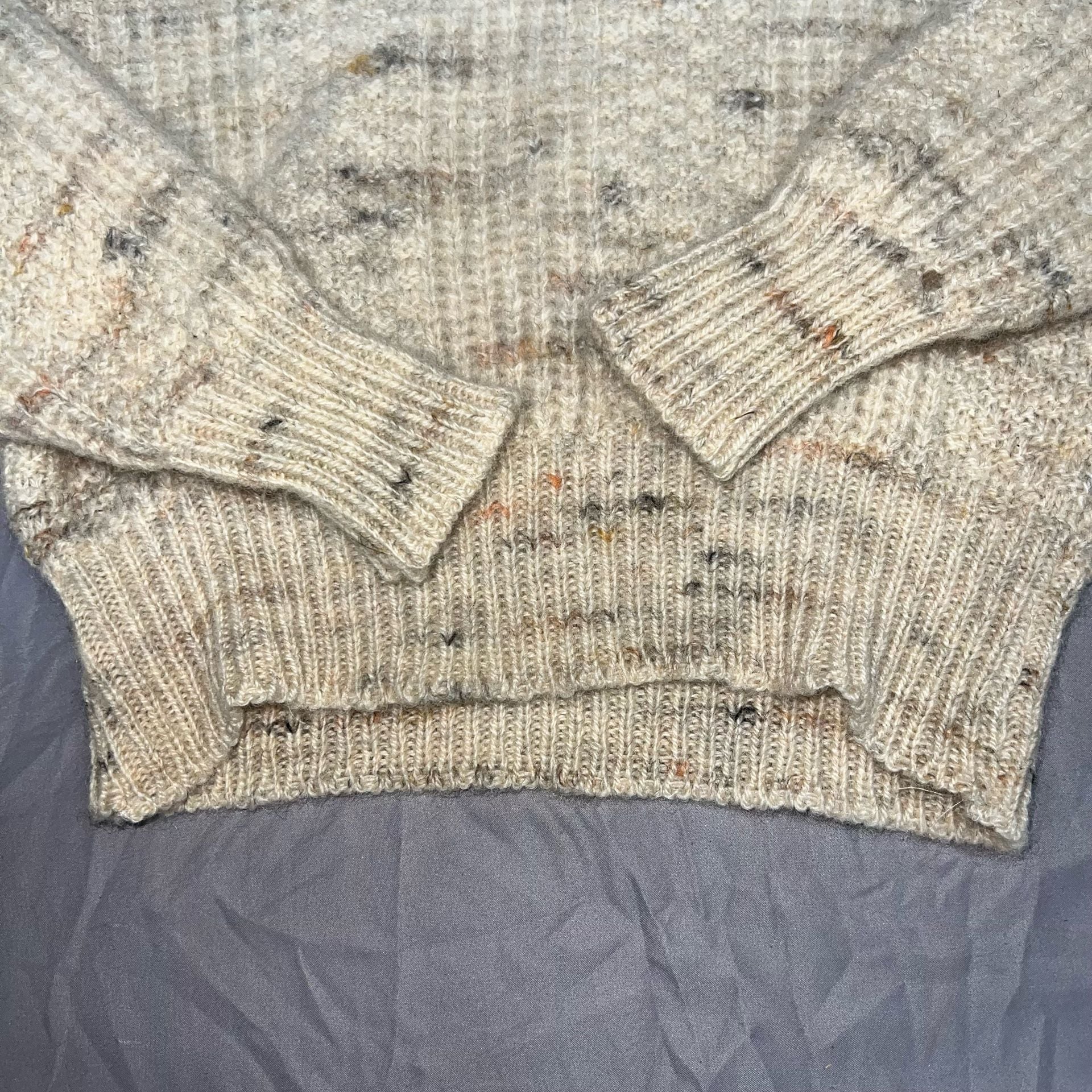 Pendleton V-Neck Wool Sweater Size M Cream Speckled Virgin Wool 14