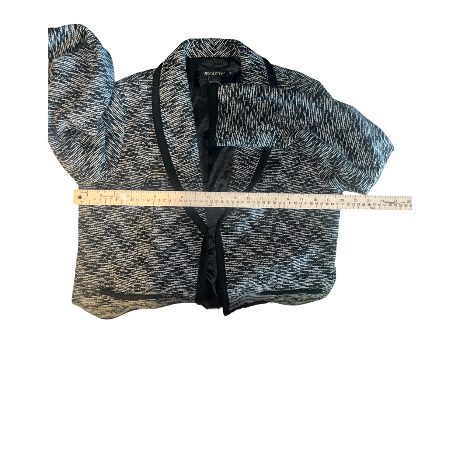 Pendleton Tweed Blazer Size 12 Black White Virgin Wool Jacket 5