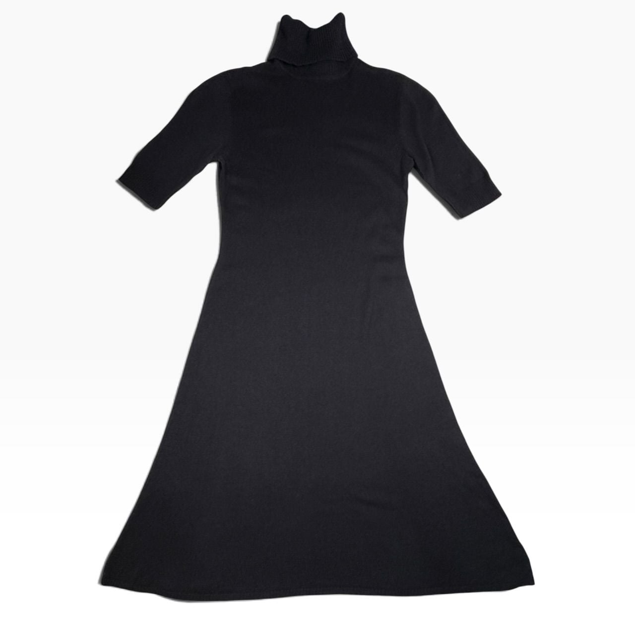 Lauren Ralph Lauren Silk Cashmere Turtleneck Midi Dress XS Black 3
