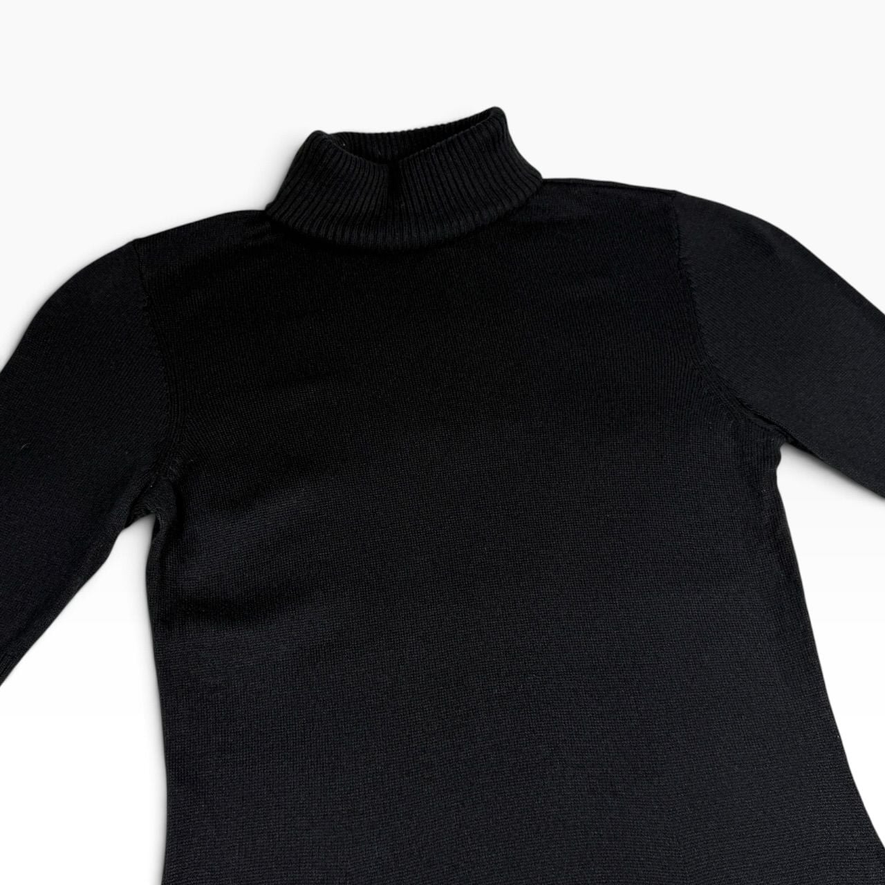 Lauren Ralph Lauren Silk Cashmere Turtleneck Midi Dress XS Black 5