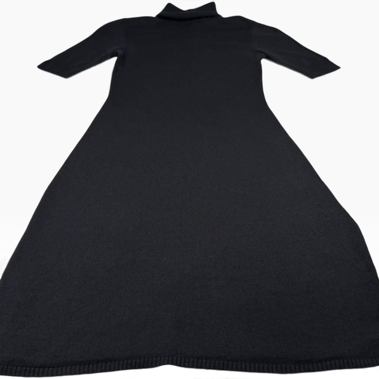 Lauren Ralph Lauren Silk Cashmere Turtleneck Midi Dress XS Black 7