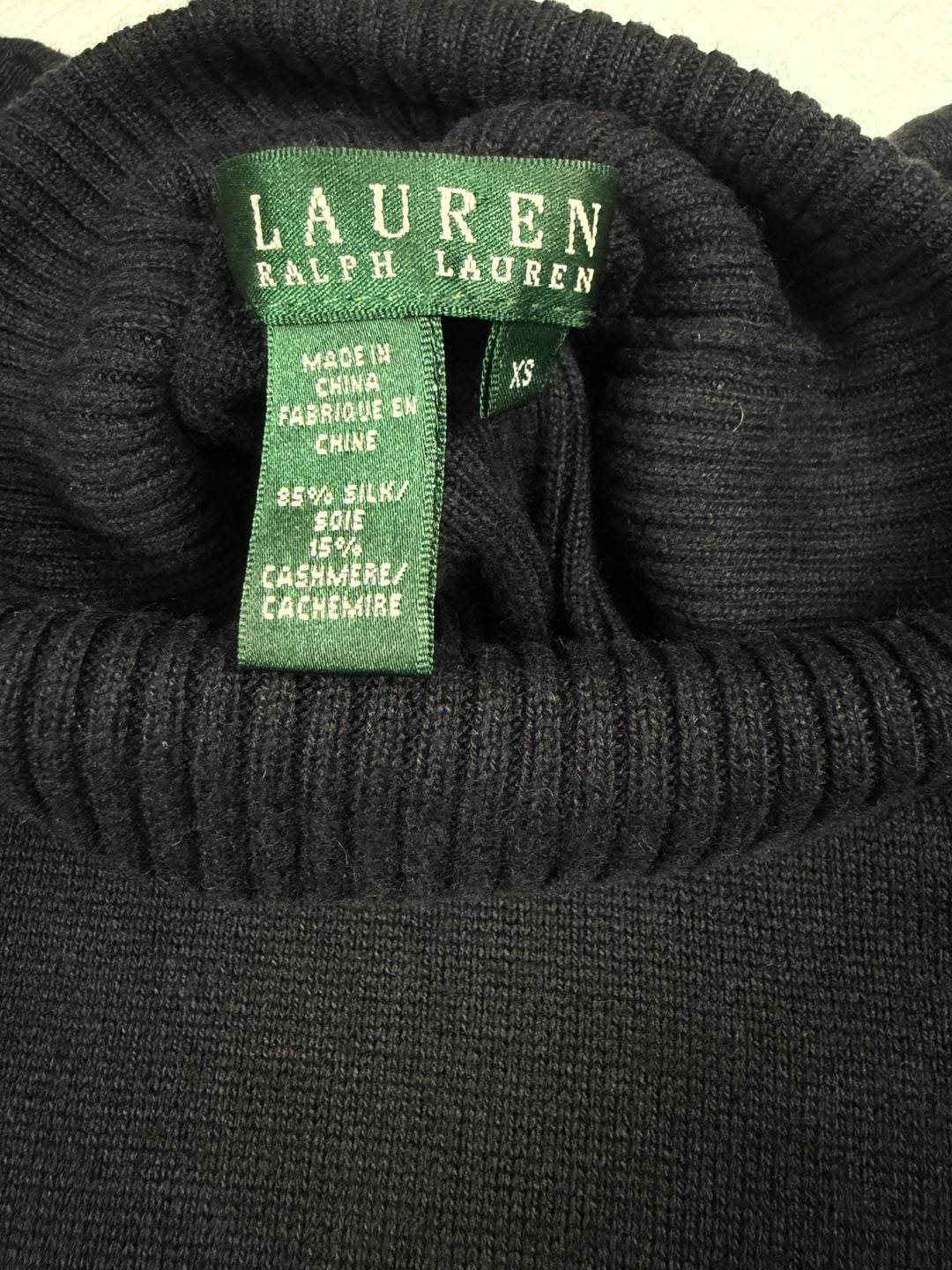 Lauren Ralph Lauren Silk Cashmere Turtleneck Midi Dress XS Black 9