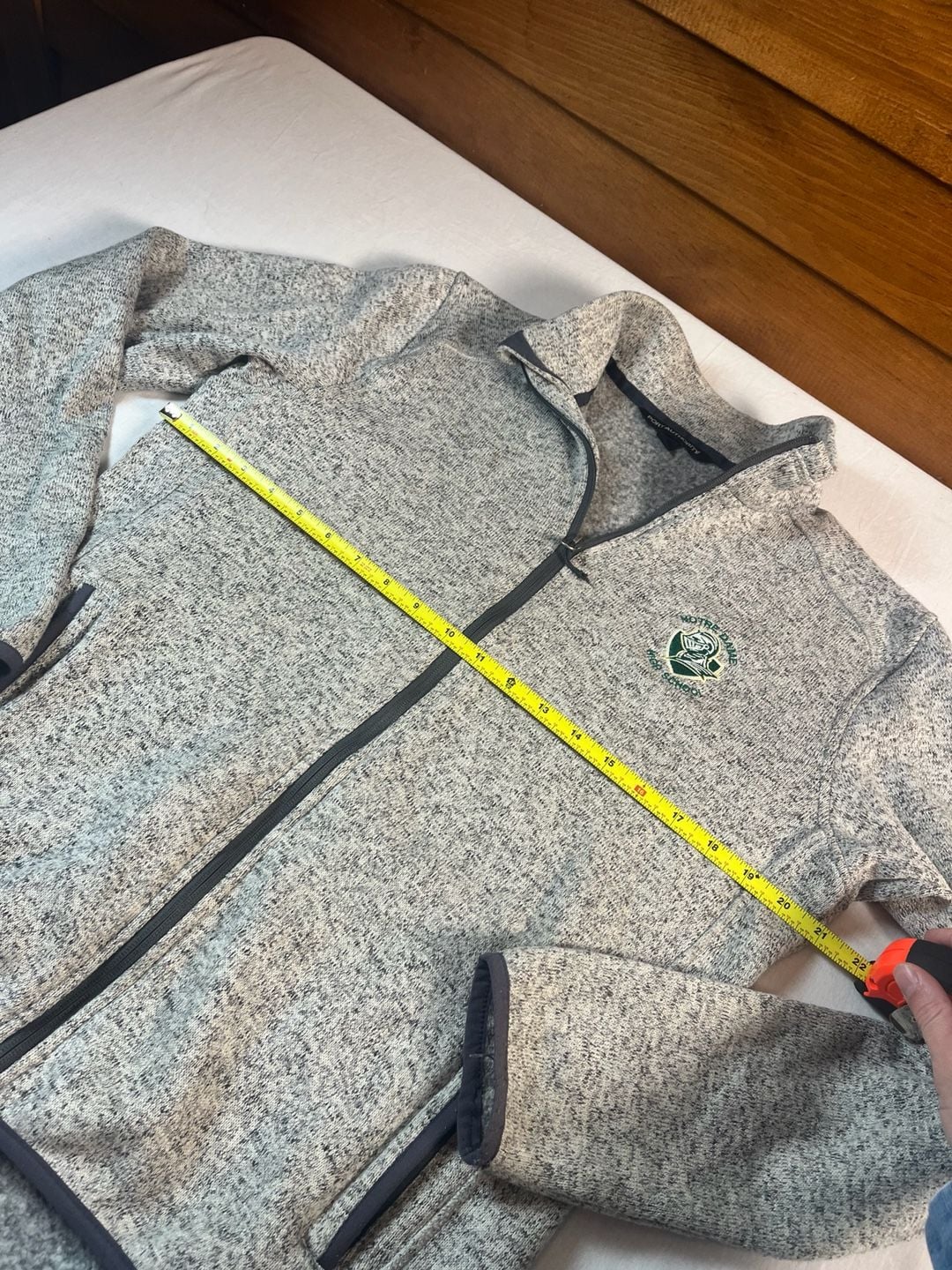 Port Authority Notre Dame High School Fleece Jacket Size M Gray Full Zip 8
