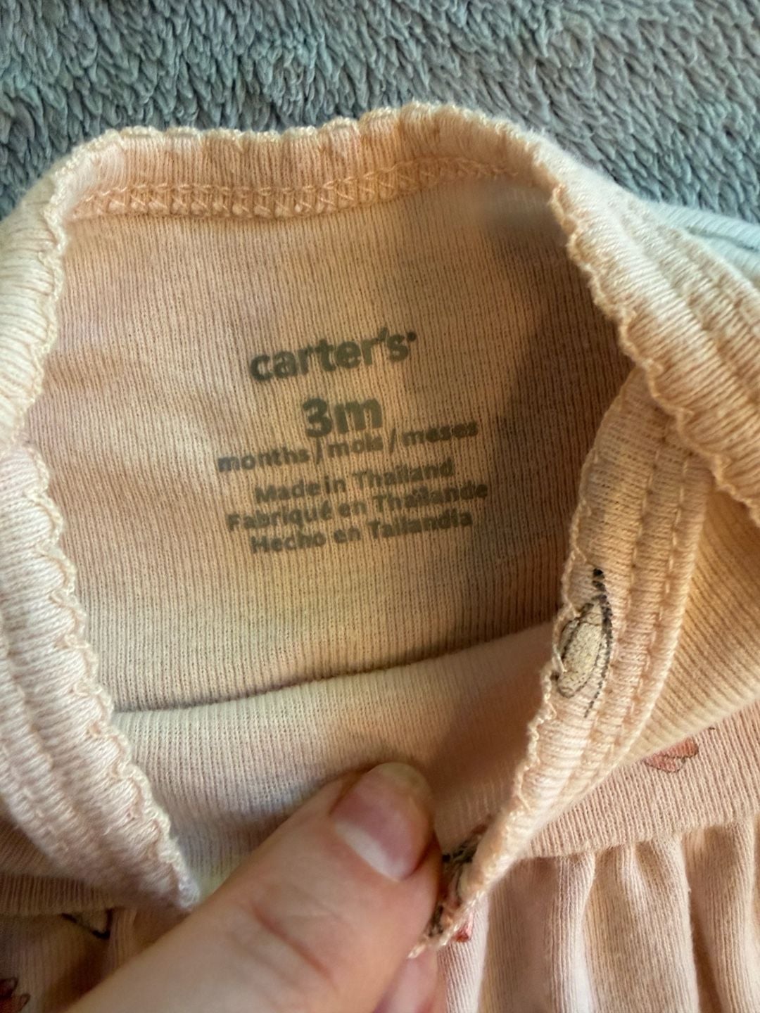 Carter's Dragonfly Smocked Baby Gown Size 0-3M Pink Cotton EUC 4