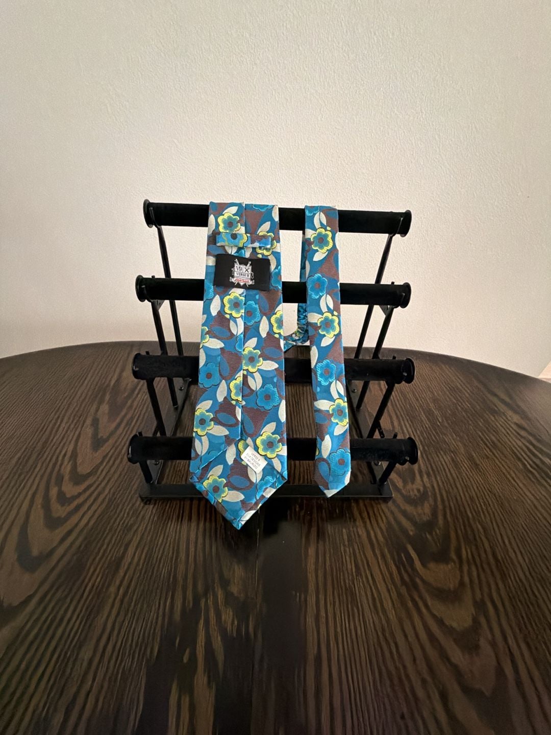 Verse 9 Silk Tie Blue Yellow Floral Retro Necktie 3