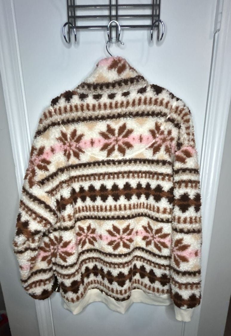 Aerie Hometown Holiday 1/4 Zip Sherpa Pullover Size M 3