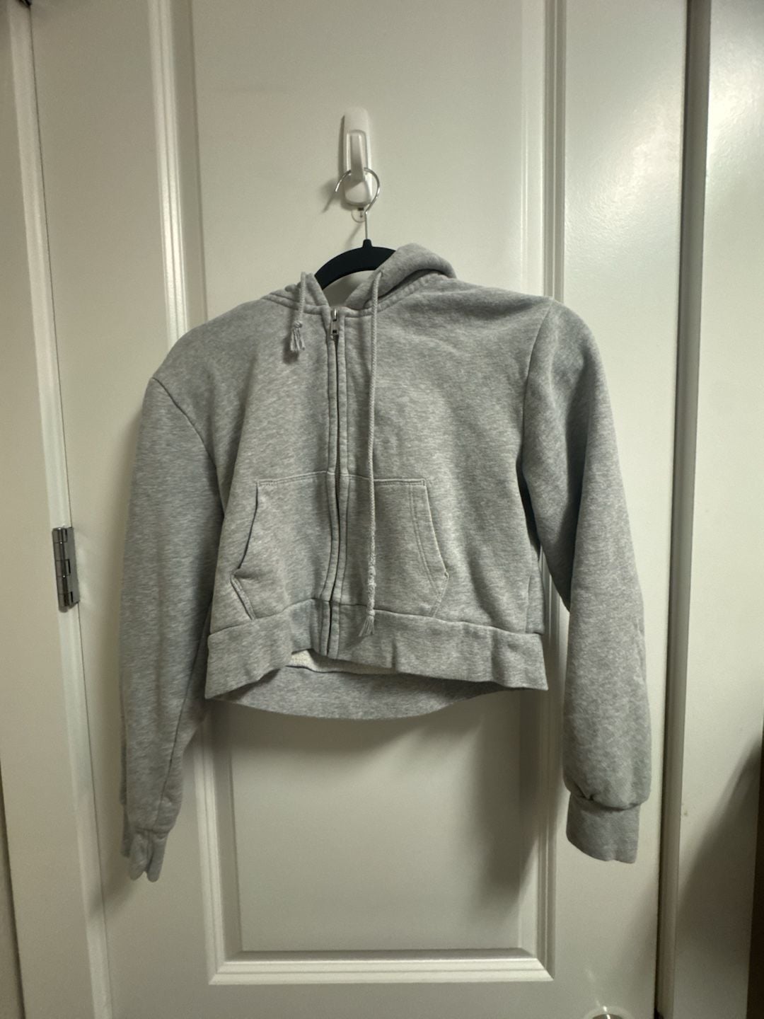Brandy Melville John Galt Gray Cropped Zip Up Hoodie 2