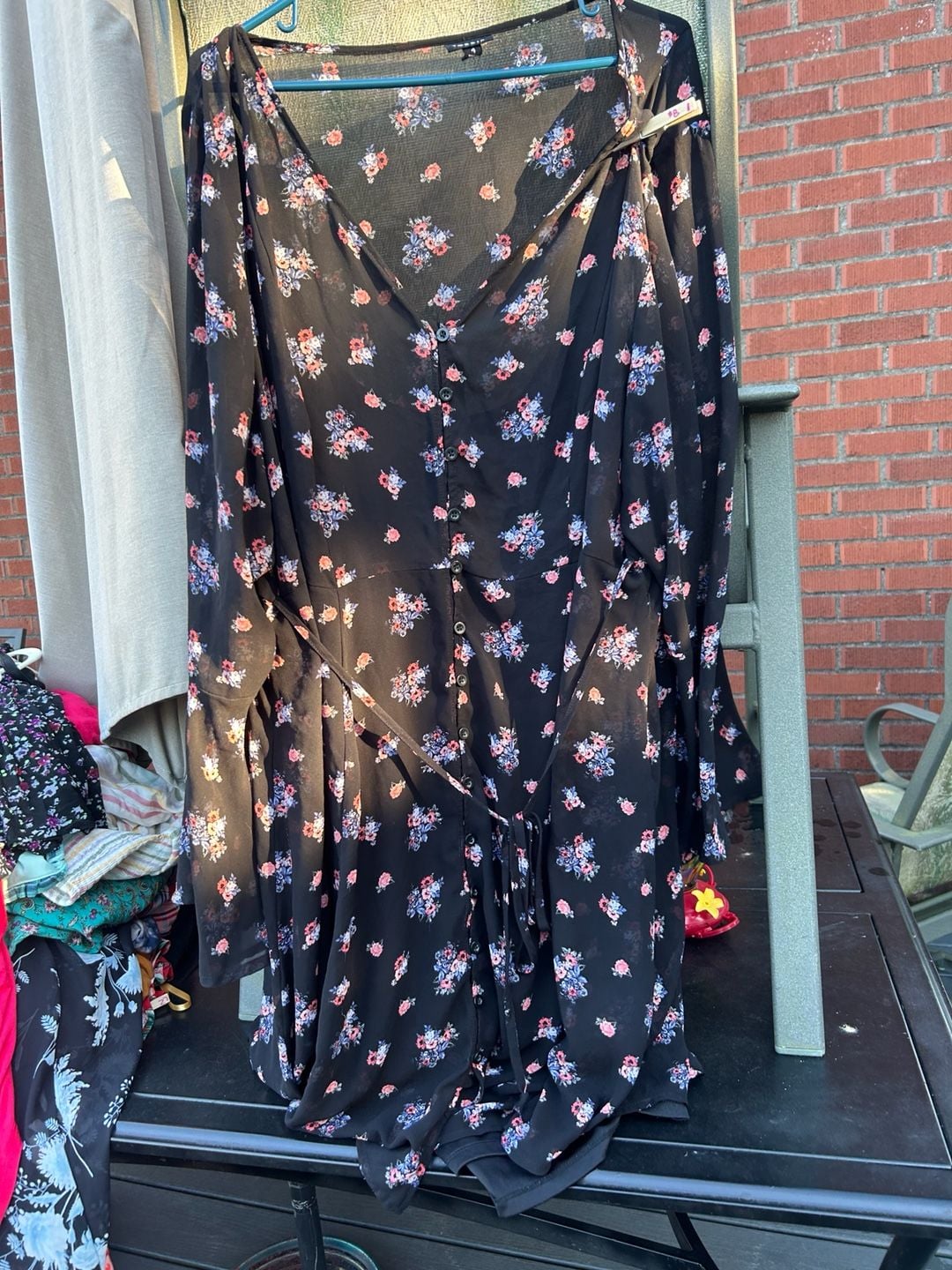Torrid Black Floral V-Neck Midi Dress Size 4 2