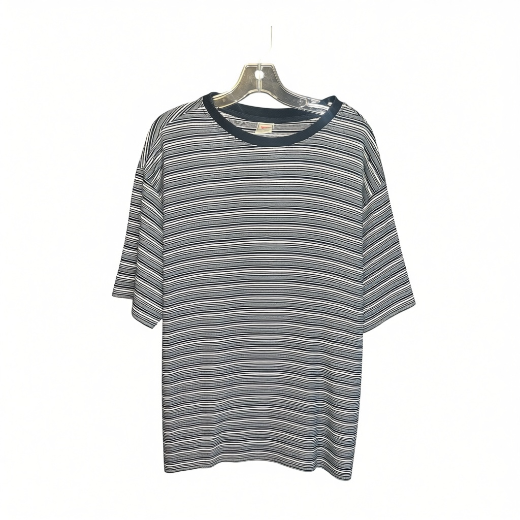 Vtg Levi's Striped T-Shirt Size XL Blue Black Ribbed Short Sleeve Crewneck 2