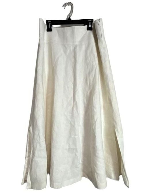 Talbots 100% Irish Linen White Flared Midi Length Skirt 2