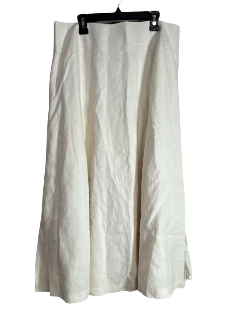 Talbots 100% Irish Linen White Flared Midi Length Skirt 8