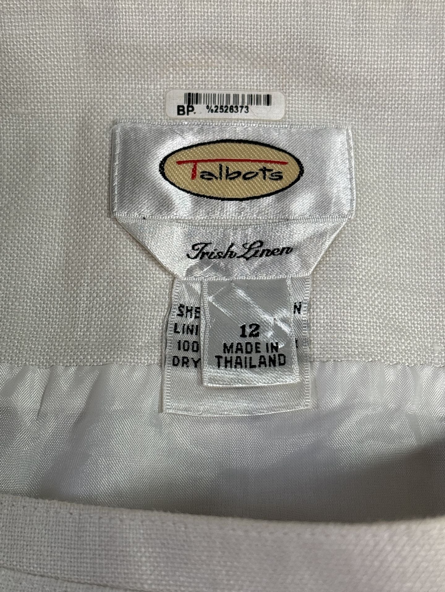 Talbots 100% Irish Linen White Flared Midi Length Skirt 10