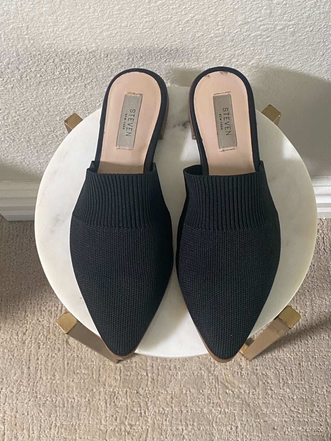 Steven New York Pointed Toe Mules Size 8.5 Black Knit Flats 5