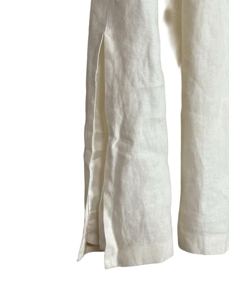 Talbots 100% Irish Linen White Flared Midi Length Skirt 6