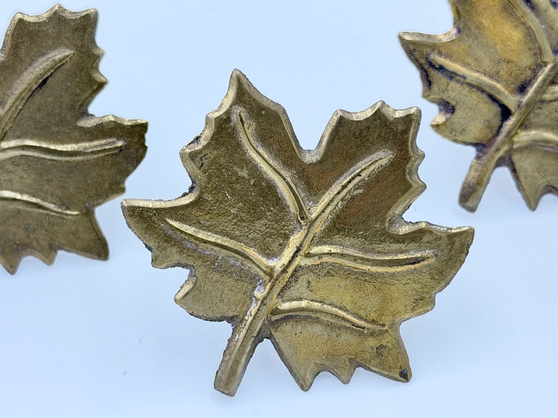 Vintage Brass Maple Leaf Napkin Rings Set of 5 Fall Table Decor 2
