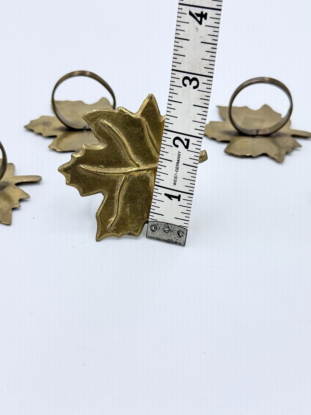 Vintage Brass Maple Leaf Napkin Rings Set of 5 Fall Table Decor 5
