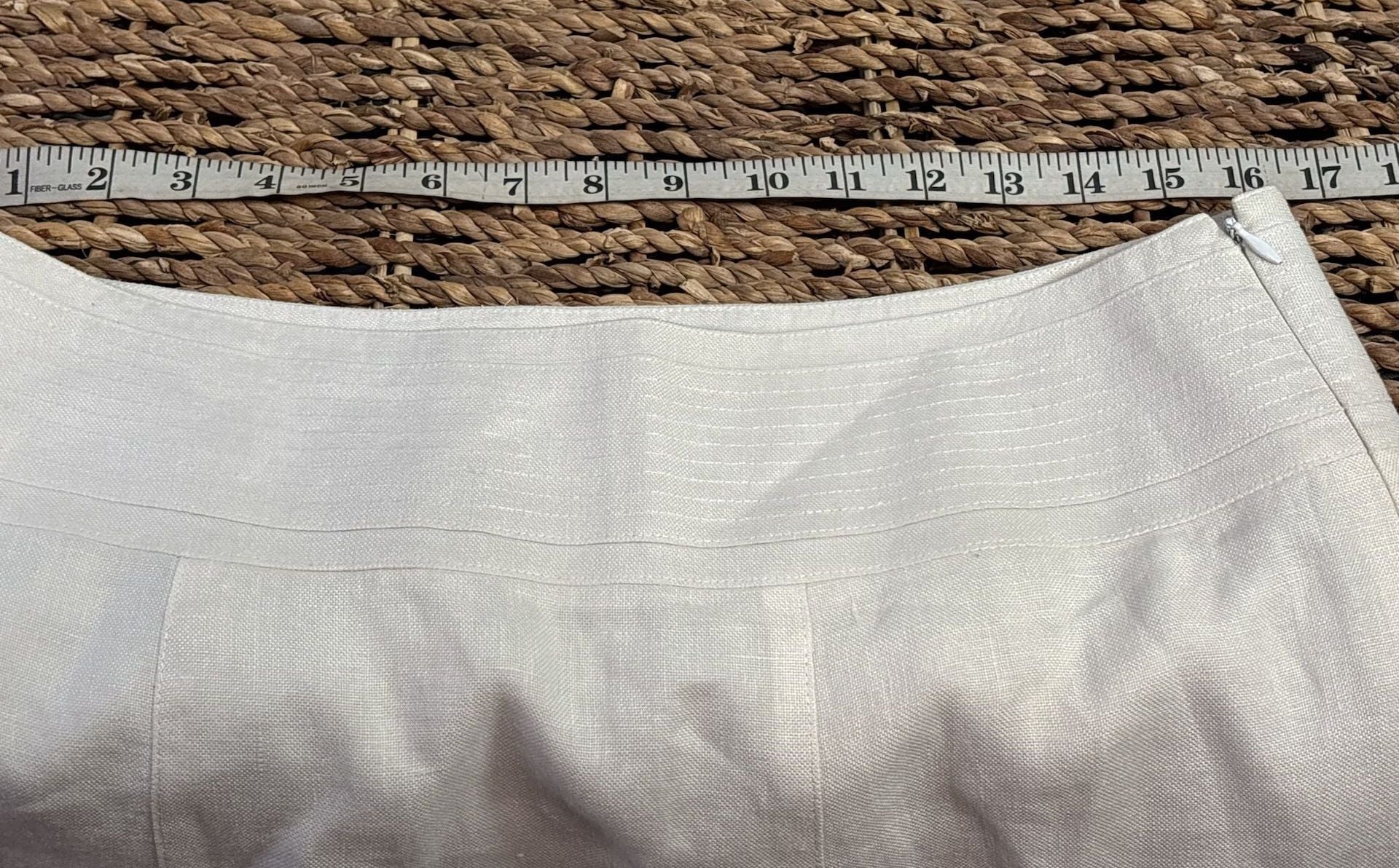 Talbots 100% Irish Linen White Flared Midi Length Skirt 13