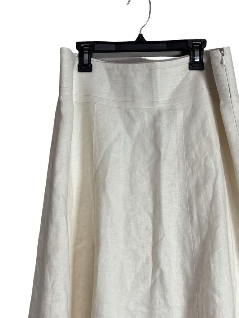 Talbots 100% Irish Linen White Flared Midi Length Skirt 3