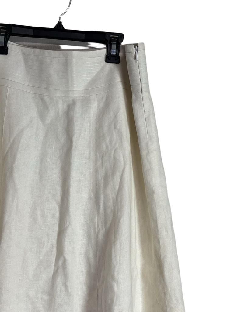Talbots 100% Irish Linen White Flared Midi Length Skirt 4