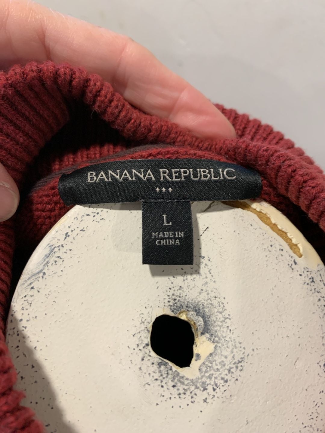 Banana Republic Mock Neck Henley Sweater Size L Red Button Pocket Pullover 4