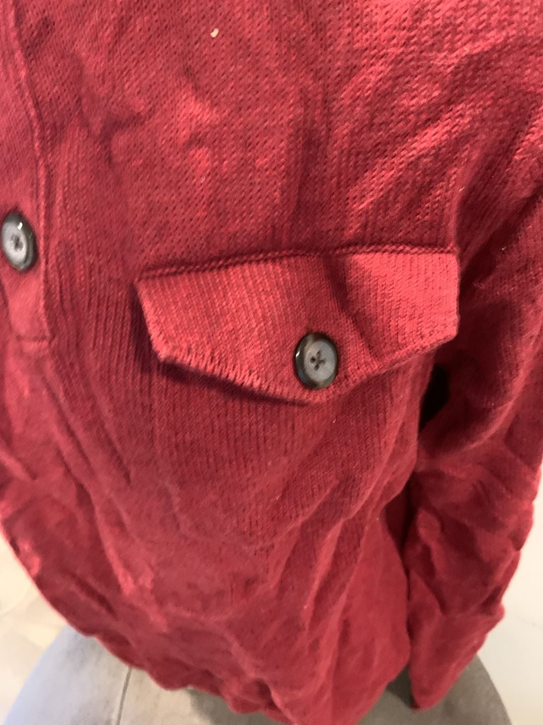 Banana Republic Mock Neck Henley Sweater Size L Red Button Pocket Pullover 5